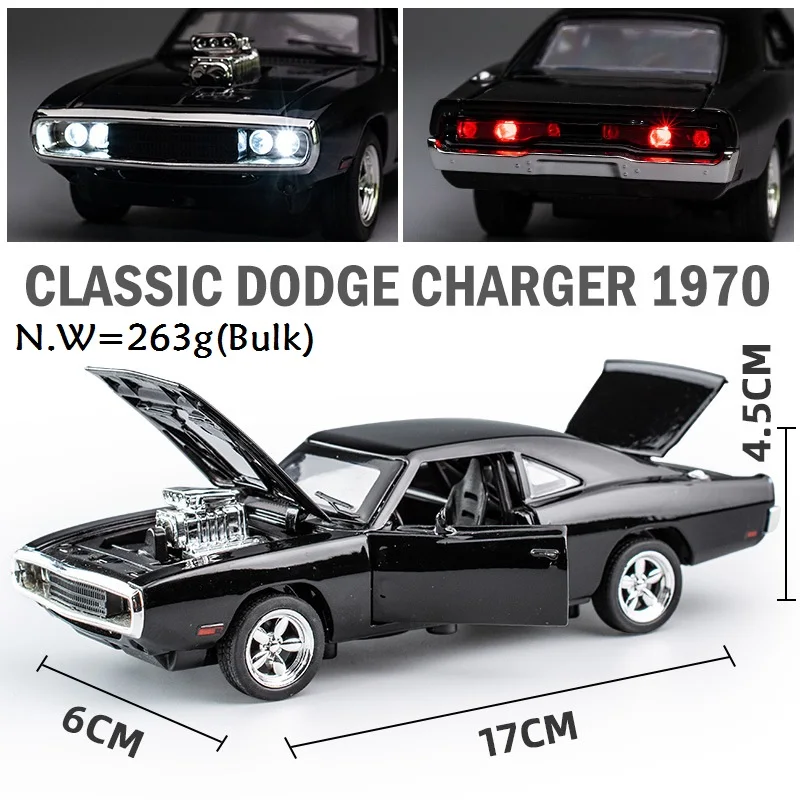 1:32 Diecasts & Toy Vehicles Fast And The Furious Dodge Car Model 16Cm colecionável com som e luz porta aberta presente para crianças