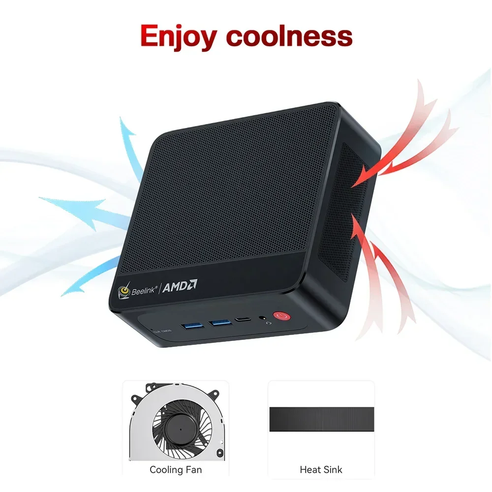 Top! Beelink Ryzen7 AMD 5800H SER5 Max Mini PC DDR4 16GB RAM 500GB NVME SSD 5850U 1T support WiFi6 4K Triple Screen Desktop Comp