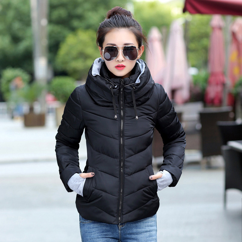 Winterjacke für Damen, Oberteile, Damenparkas, verdickte Oberbekleidung, solide Mäntel, kurze weibliche, schlanke, mit Baumwolle gepolsterte Basic-Kleidung
