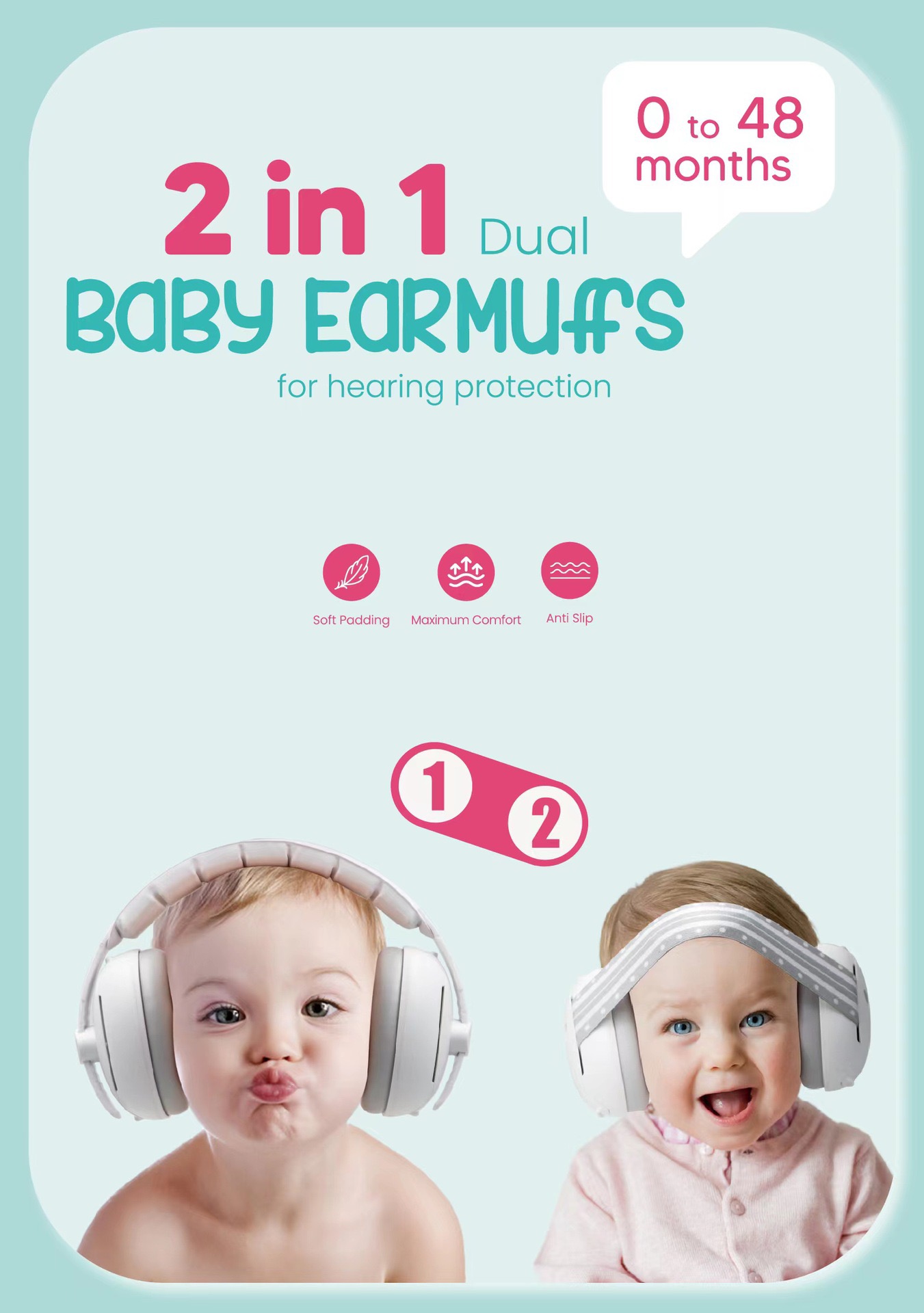 Baby-Gehörschutz, geräuschunterdrückende Kopfhörer, 2-in-1-Ohrenschützer mit umwandelbarem Design, Geräuschreduzierung für Kleinkinder, verbessert den Schlaf, Bab