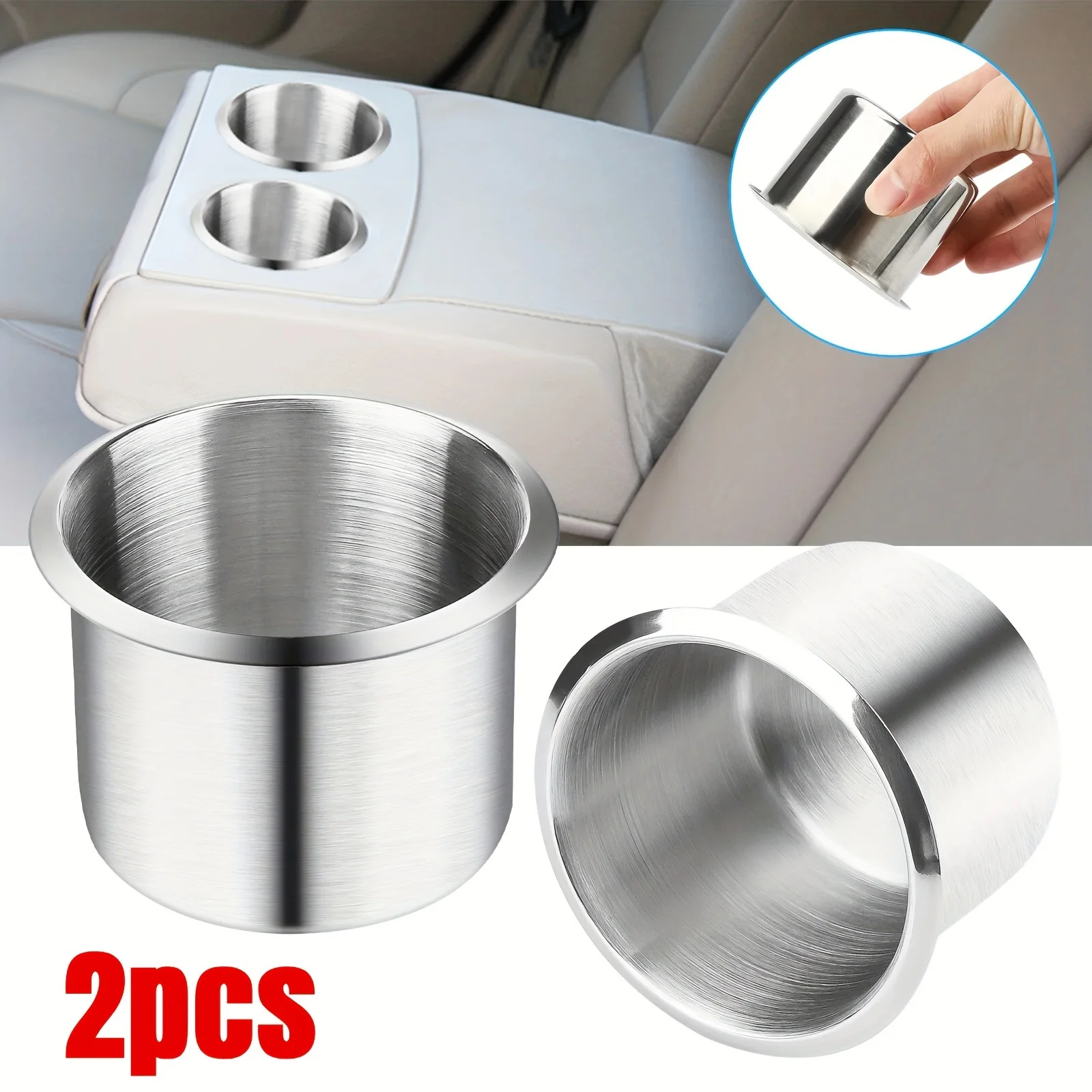 1/2 pezzi portabevande universale in acciaio inossidabile argento per console centrale per auto barca marina camper camper inserti per auto divano