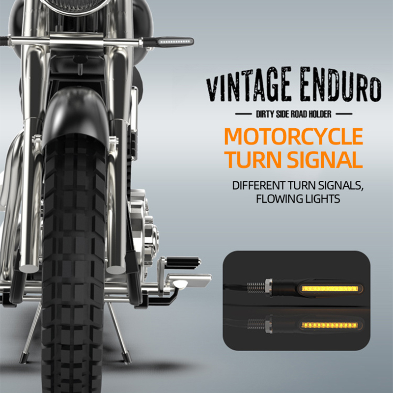 2PCS Motorcycle Flasher Turn Signal Light 12 SMD Amber Flowing Water Indicator Blinker Front Rear Signal Lamp Motorcycle Light