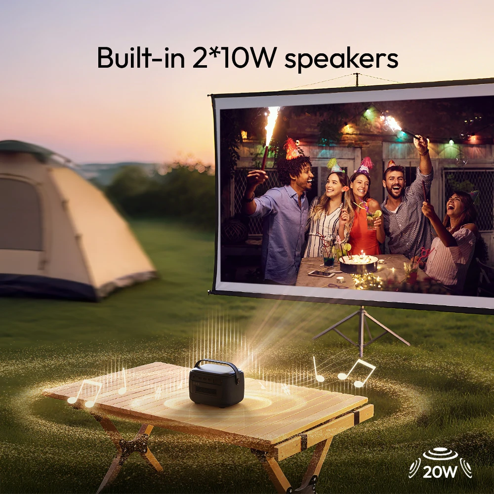 BYINTEK R20 Max Mini Projector 4K DLP Smart WiFi Android 11.0 LED 1080P Outdoor Home Theater Projectors With 15600mAh Battery