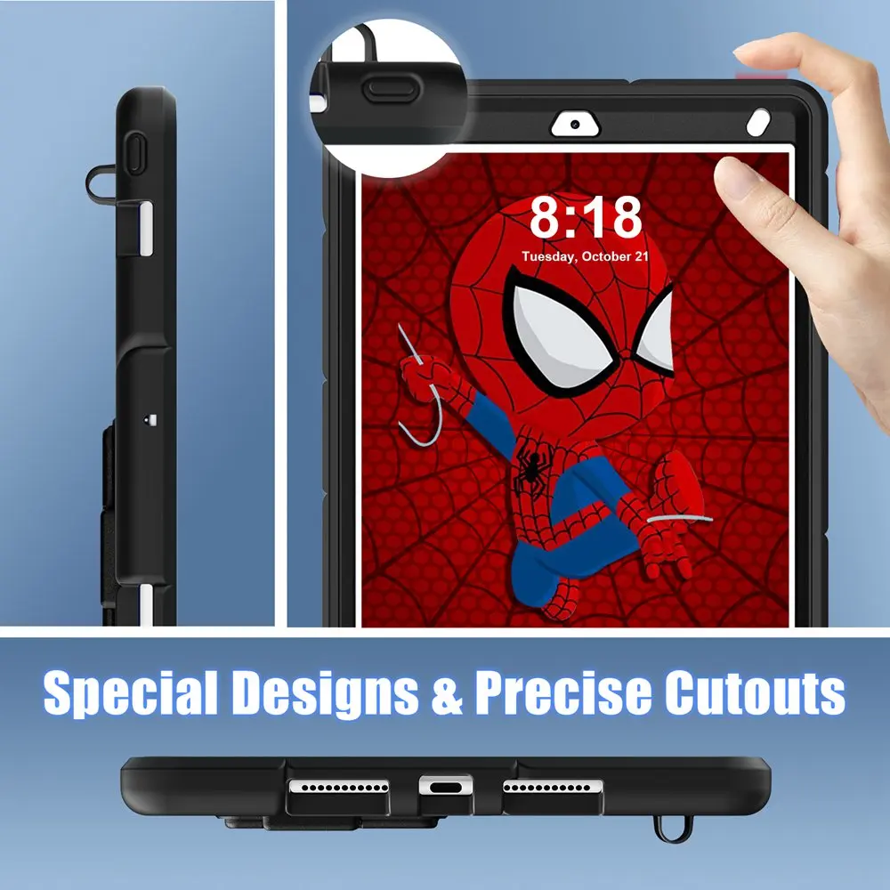 Para ipad 9th Gen 10,2 pulgadas A2602 A2603 A2604 funda para tableta para niños funda de silicona + PC para iPad 8th/7th Gen A2270 A2200 A2197 araña