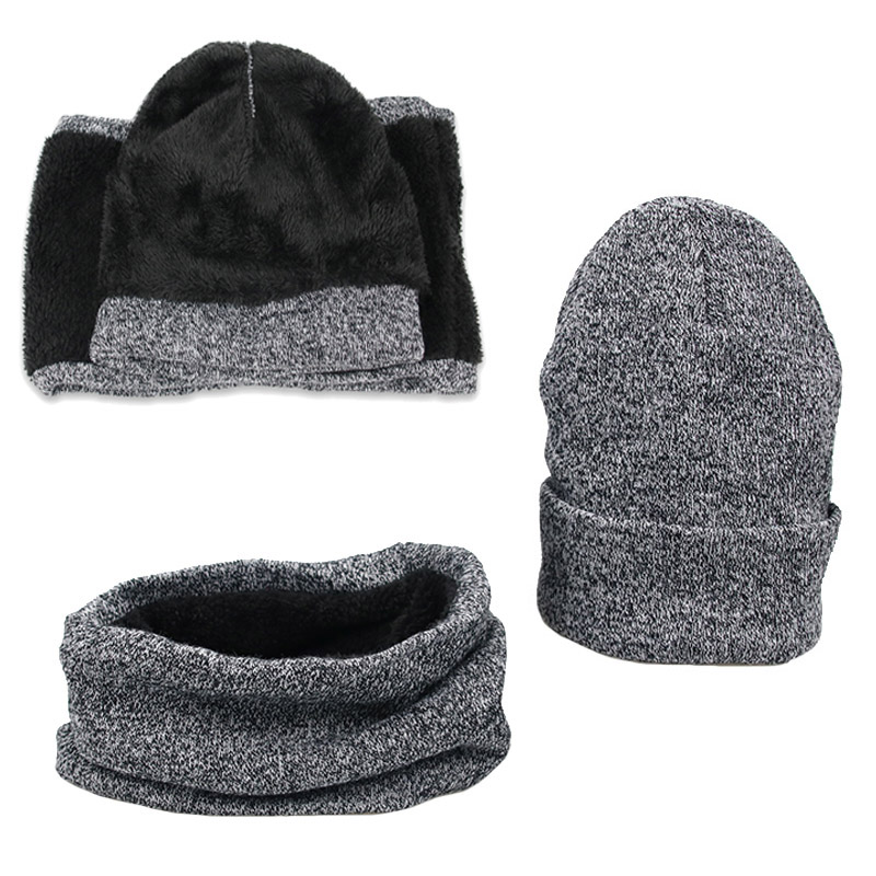3 Teile/los Männer Winter Hüte Schals Handschuhe Set Fashion Strick Plus Samt Hut Schal Set Kit Männlich Mützen Schal Handschuh