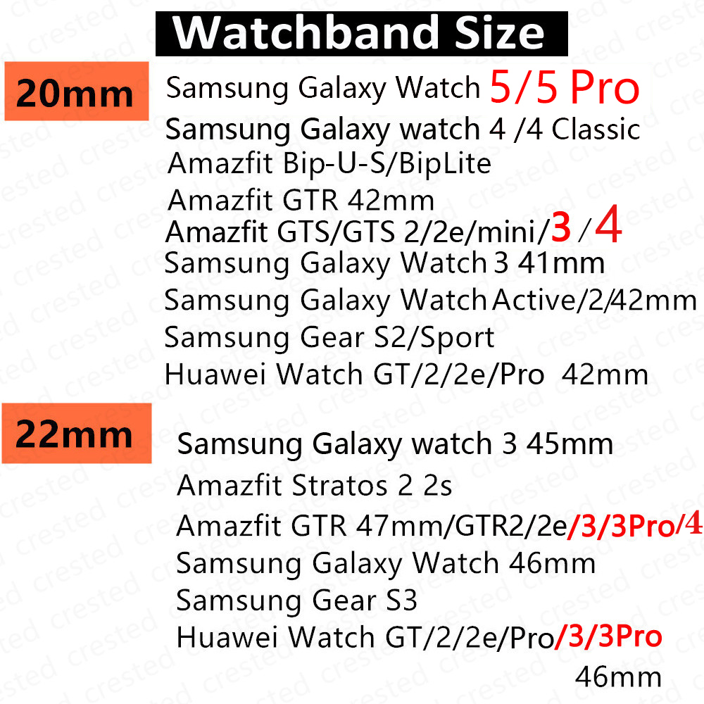 Cinturino da 20 mm per Samsung Galaxy watch 4/4 classic/5 Pro/Active 2/3/Gear S3/amazfit bip Bracciale da 22 mm Huawei watch GT 2/3 Pro band
