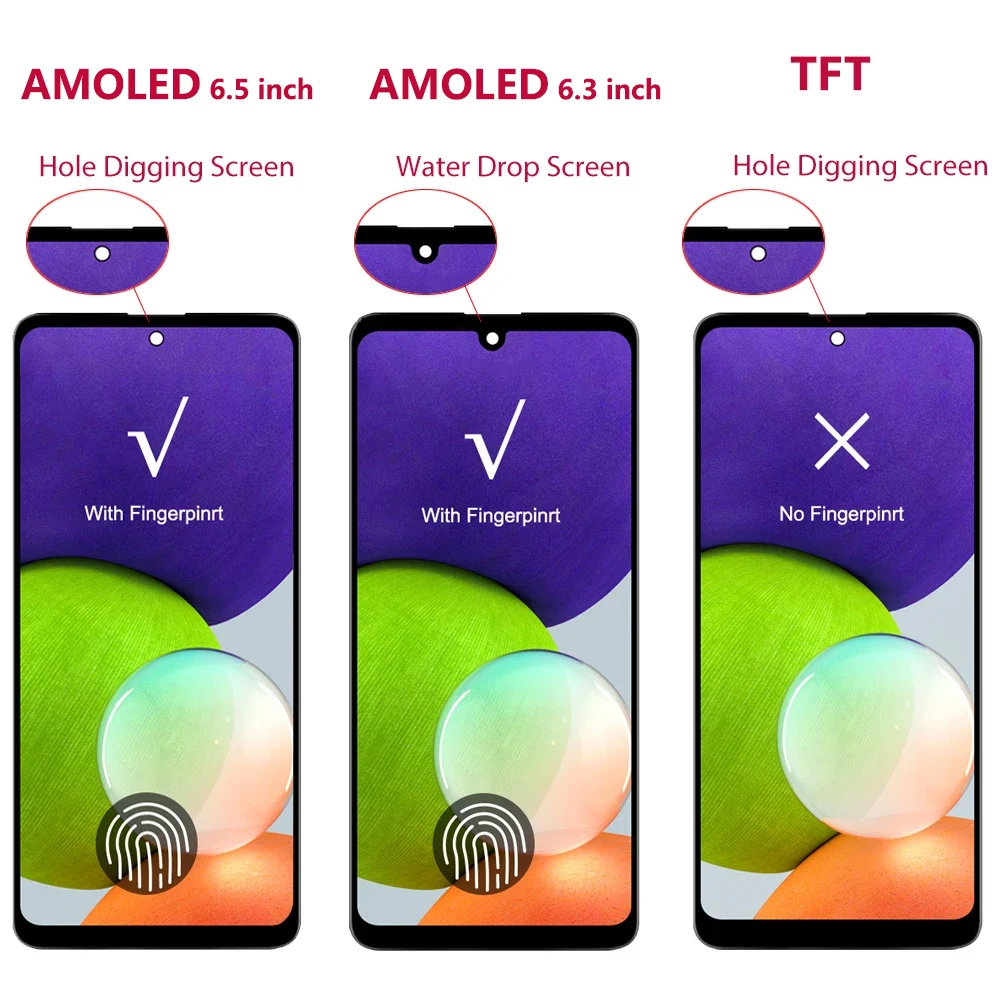 6.5 ''สำหรับ AMOLED สำหรับ Samsung A51 SM-A515FN /ds A515จอแสดงผล LCD ทัชสกรีน Digitizer พร้อมกรอบสำหรับ Samsung A51 LCD