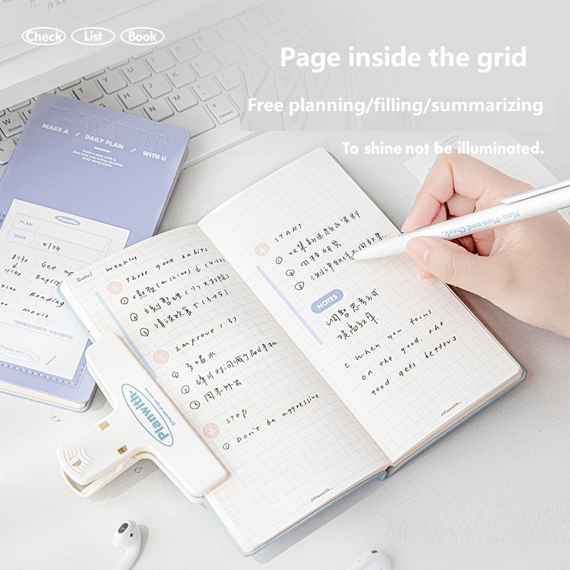 Planwith かわいい自己記入時間計画ノートブックウィークリープランナー管理スケジュールナローブック PU カバーポータブルデイリープラン