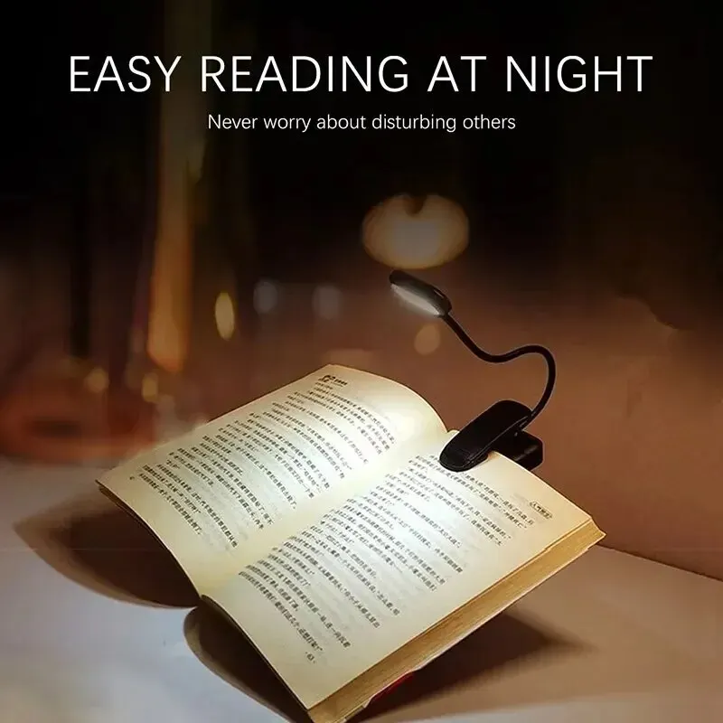 Lámpara LED ajustable con Clip para libros, mesa con batería, Flexible, para estudio, aprendizaje, escritorio, luz nocturna de lectura portátil para dormitorio