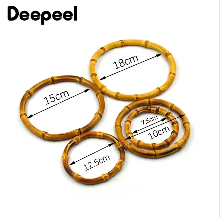 2/4 Stücke Deepeel 7,5-18 cm Bambus Ringe Taschengriffe DIY Handarbeit Handwerk Holztaschen Verschluss Runder Griff Geldbörse Gewebtes Zubehör
