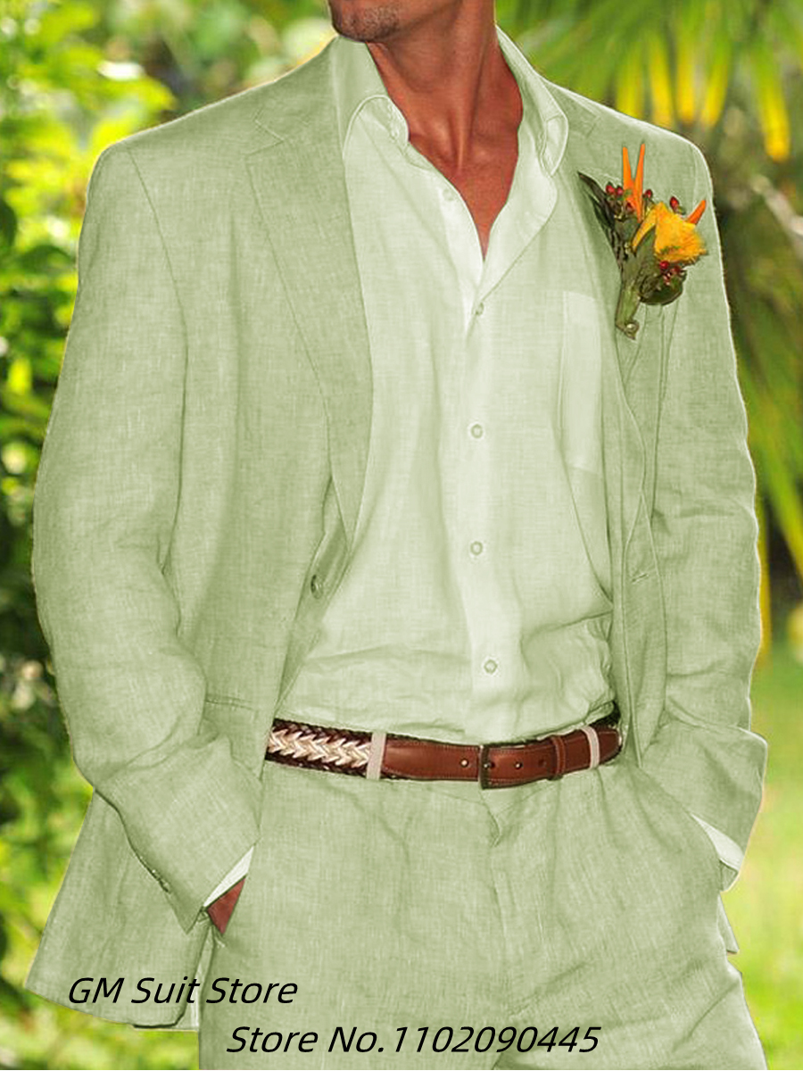 男性用4シーズンリネンスーツ,エレガントな寝具,男性用ファッションコスチューム,ウェディングコートセット,新作,2ユニット