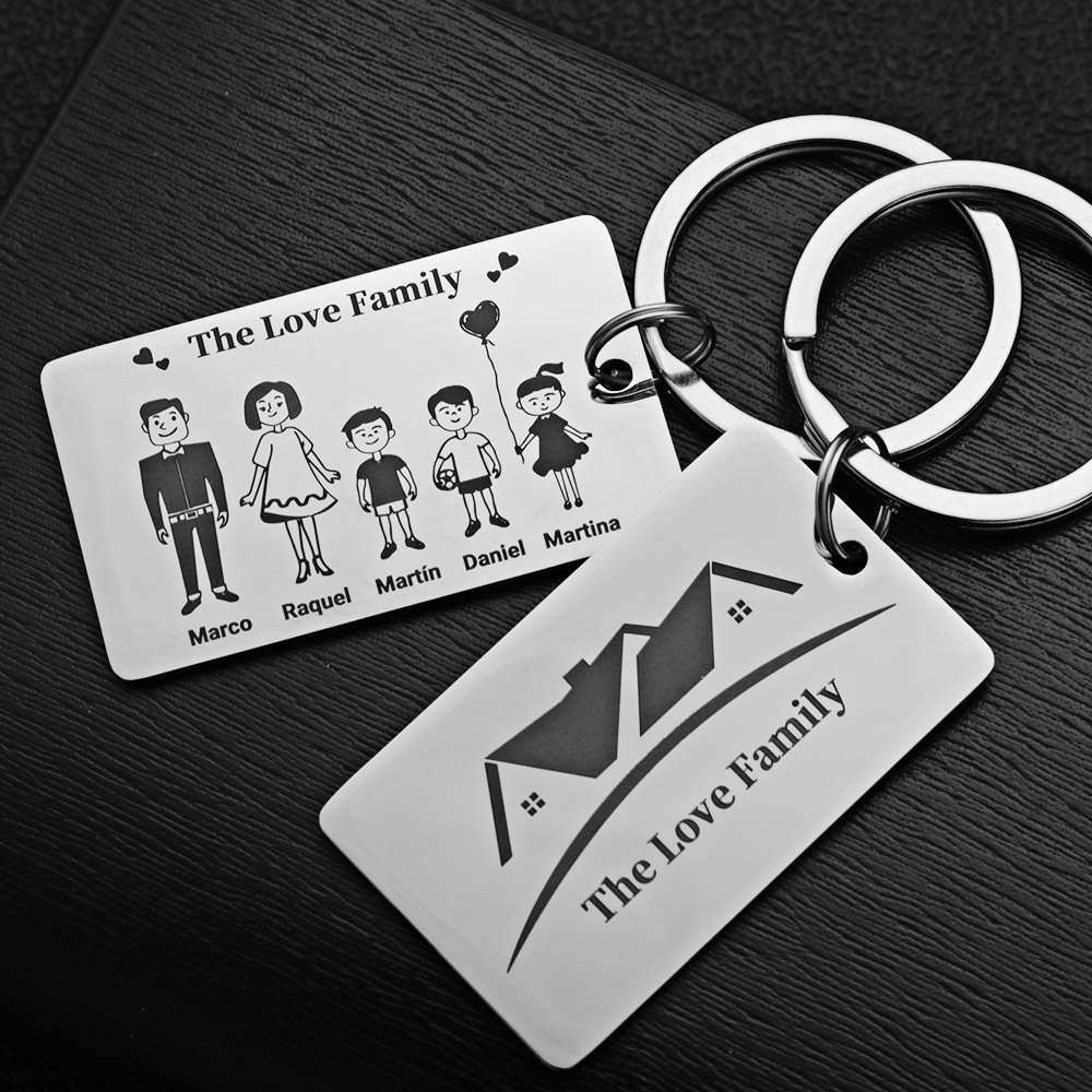 Personalized Family Keychain Stainless Steel Parents Children Present Families Member Customized Keyring Key Chain Ring Holder