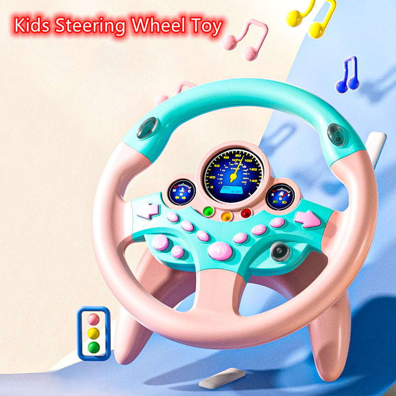 Brinquedo infantil com volante – fingir brincar no banco traseiro com luzes e música – divertido simulador de direção pré-escolar, presente para crianças