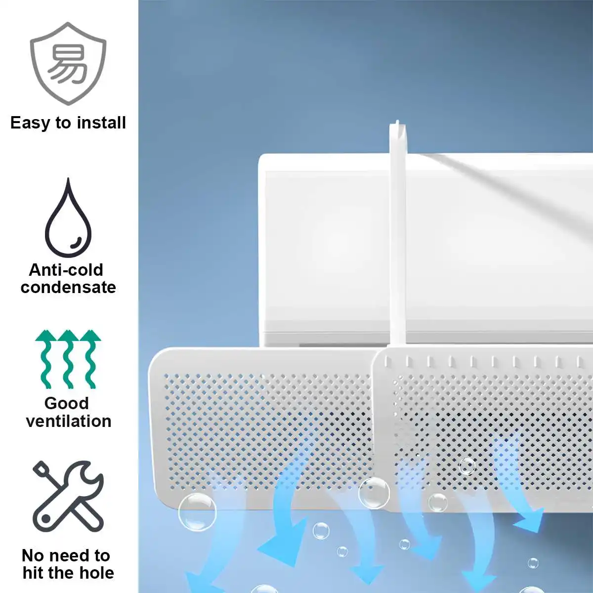 Anti-Direct Blowing เครื่องปรับอากาศ Deflector ลมติดผนัง Outlet Baffle แขวนเครื่องปรับอากาศฝาครอบคู่มือ