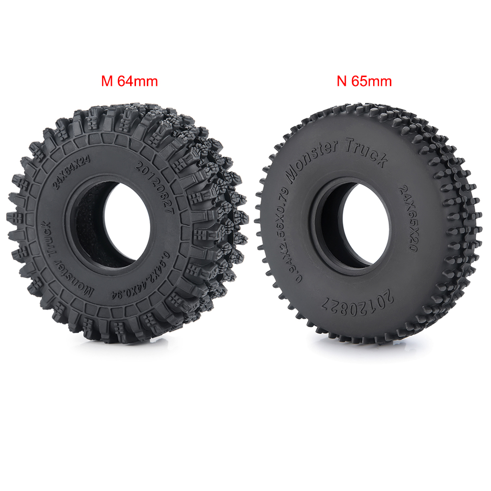 YEAHRUN 4Pcs 1.0inch Soft Rubber Wheel Tires 50/54/58/62/64/65mm for TRX-4M 1/18 Axial SCX24 1/24 RC Crawler Car Upgrade Parts