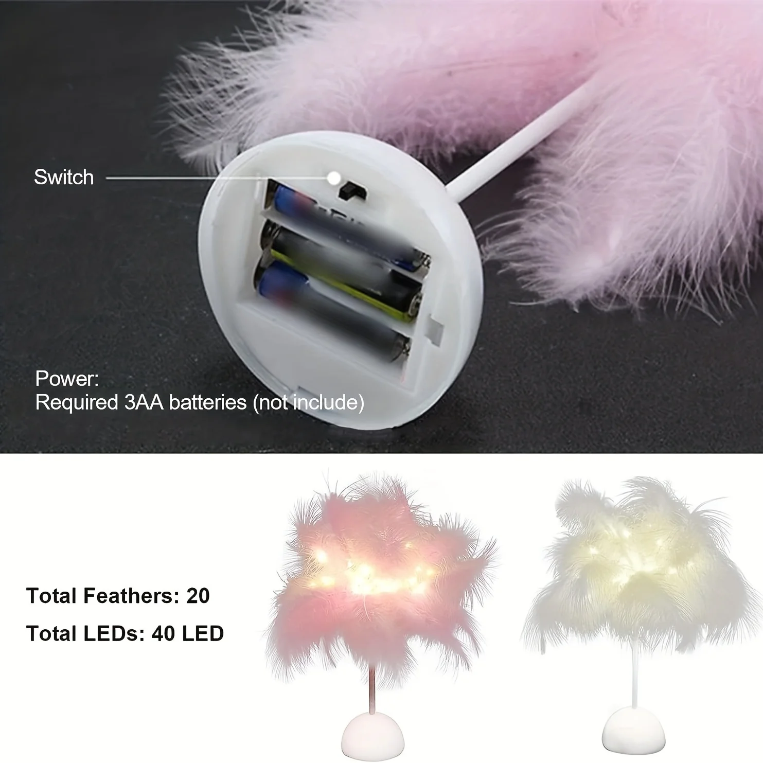 Kreative Feder Tischlampe Warmweißes Licht Baum Feder Lampenschirm Mädchen LED Hochzeit Dekorative Lichter Geburtstagsgeschenk Wohnkultur