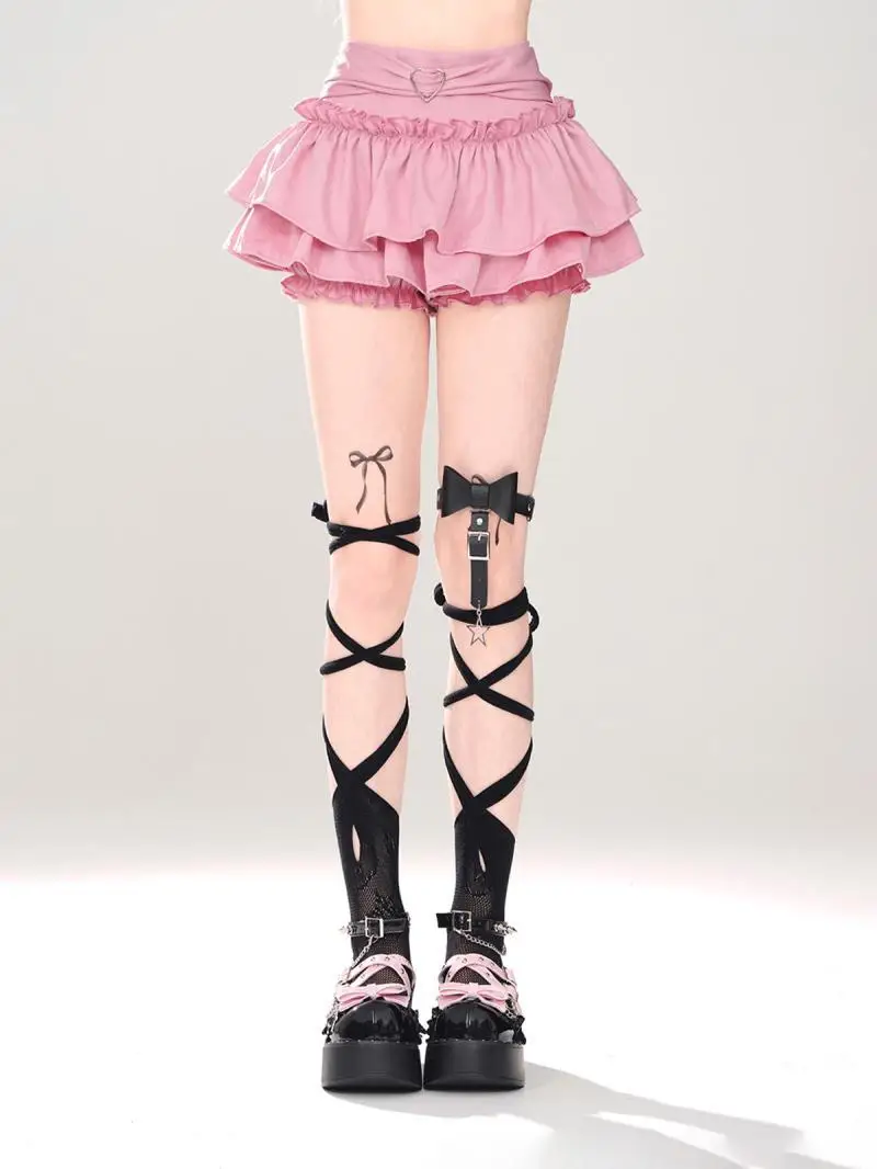ROK MINI สไตล์ญี่ปุ่นน่ารักๆสำหรับผู้หญิงกระโปรงสั้นแนวหวานเอวสูง Y2k โลลิต้าสไตล์แบบเกาหลีของเด็กผู้หญิงร้อนฤดูร้อน