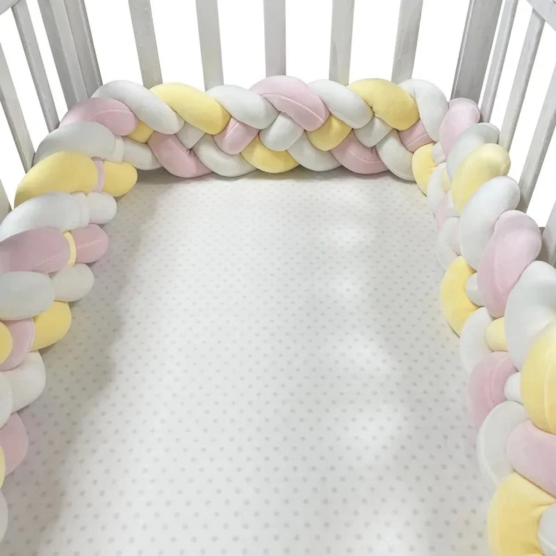 Pare-chocs pour lit de bébé de 1 à 3.6M, tissage tressé noué à la main, protection de berceau en peluche, oreiller à nœud pour bébé, décor de chambre de bébé