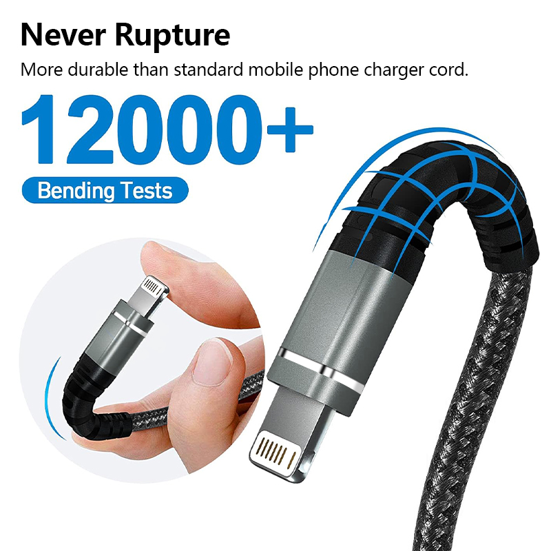 Cable Lightning USB Cable de carga rápida Original para Iphone 14 13 12 11 Pro Max XS X XR 7 8 6 Plus SE Cable cargador trenzado de nailon