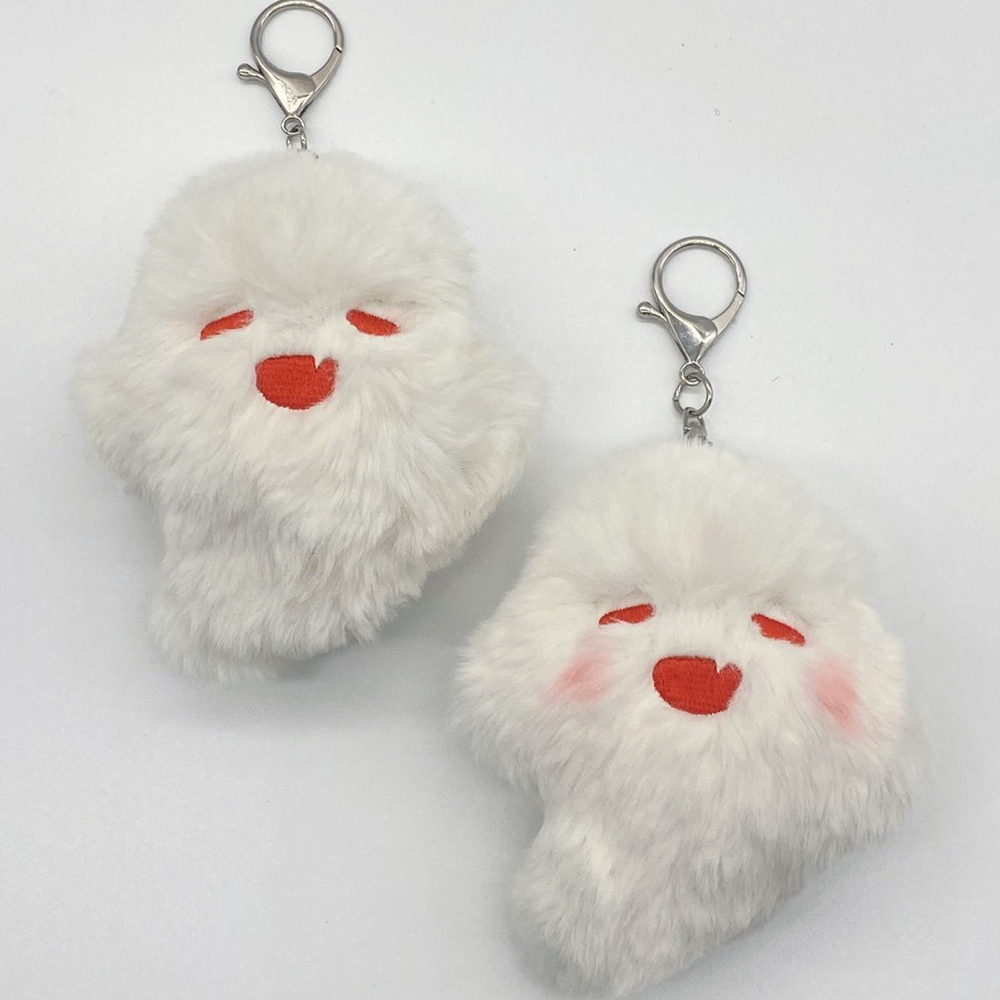 เกม Genshin Impact Hutao คอสเพลย์พวงกุญแจ Unisex Ghost จี้ตุ๊กตา Plush Key แหวนเครื่องประดับ Key Chains