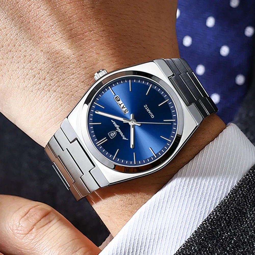 Poedagar casal relógios tendência da moda relógio de quartzo original para amante à prova dwaterproof água luminosa data semana relógio de pulso masculino e feminino