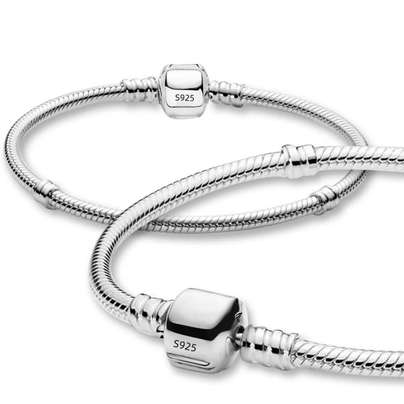 Cadena de serpiente de Plata de Ley 925, pulsera con dijes DIY para mujer, joyería de regalo con pulseras para mujer, брасekoе androбarkan