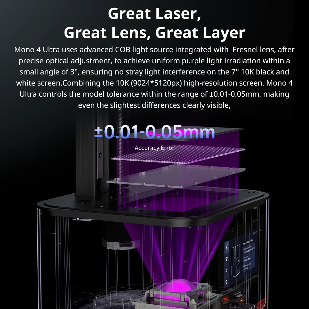 ANYCUBIC Photon Mono 4 Ultra LCD 3D-printer 7 "10K Hoge precisie UV-hars 3D-printen 2,2L Bouwvolume Grootte 236 mm * 231 mm * 430 mm