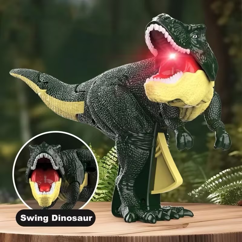 21cm/28cm Funny Za Za Sound Dinosaur Children Decompression Toy with Light Hand-operated Telescopic Spring Swing Dinosaur Toys