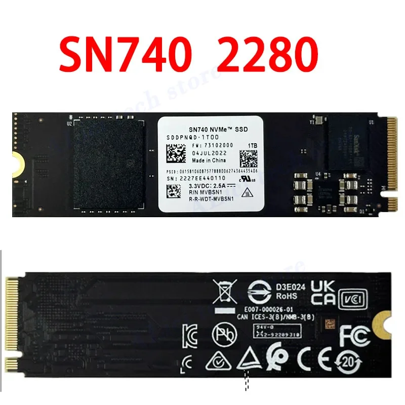 SN740 1TB 512G 256G SSD M.2 2230 Gen 4 PCIe 4.0 X 4 2TB NVMe Unidad de estado sólido para Steam Deck Microsoft Surface ProX