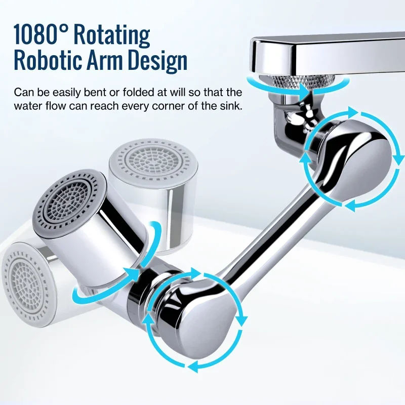 ใหม่ 99% สากล 1080 °   Rotary Extender Faucet Aerator แขนหุ่นยนต์พลาสติก Splash สําหรับห้องครัวอ่างล้างหน้าก๊อกน้ํา Bubbler หัวฉีด