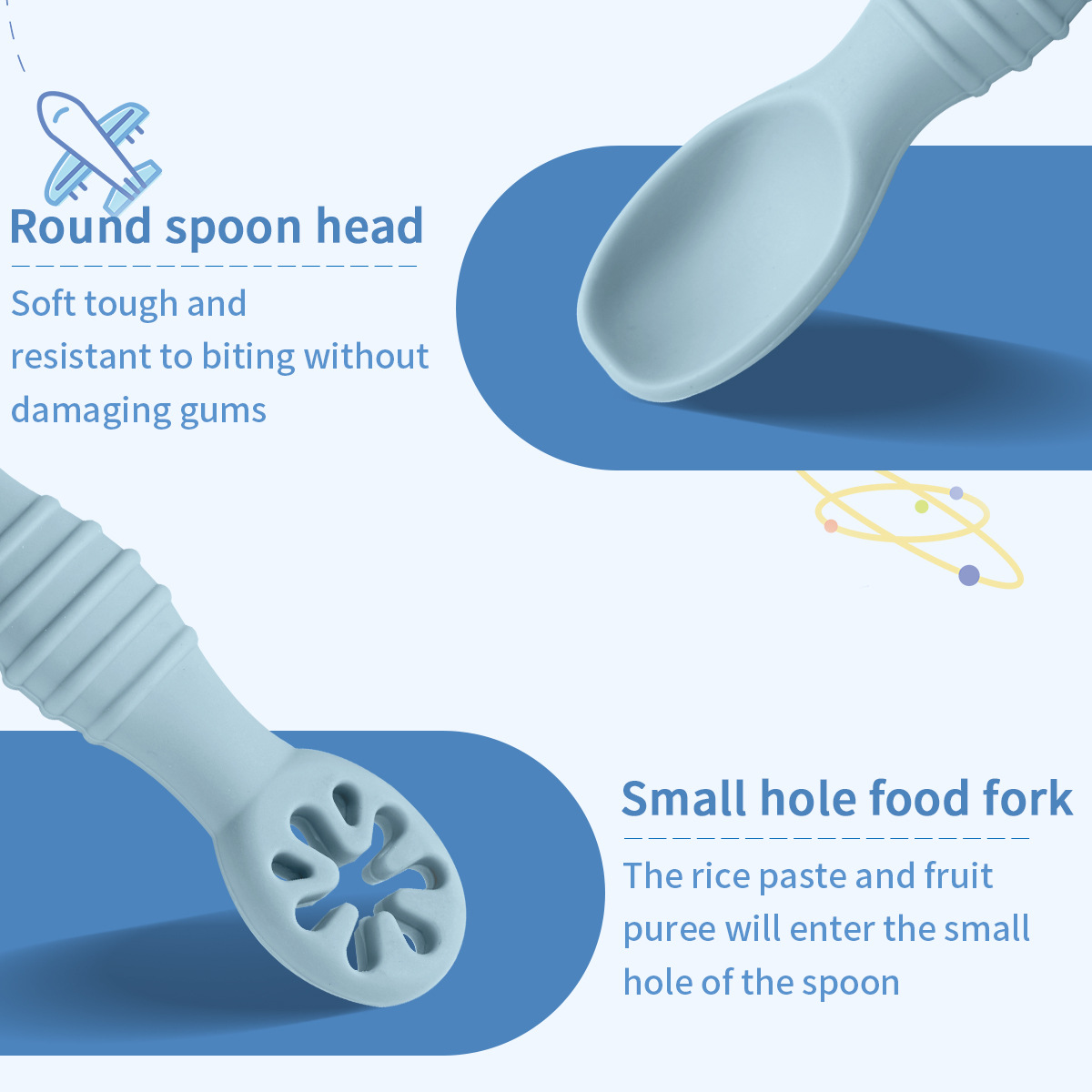 Colher de treinamento de moagem de silicone para bebês, alimentação de bebê, alimentos complementares, pasta de arroz, colher macia de duas cabeças, haste pegajosa para lamber