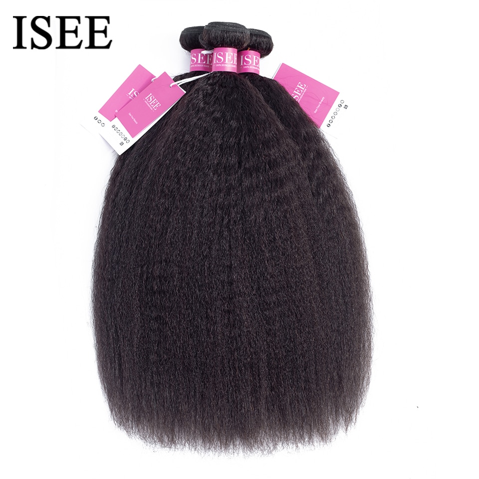 ISEE HAIR モンゴル変態ストレートバンドル 100% 人毛エクステンション 100% 1/3/4 バンドル取引レミーナチュラルヘアバンドル