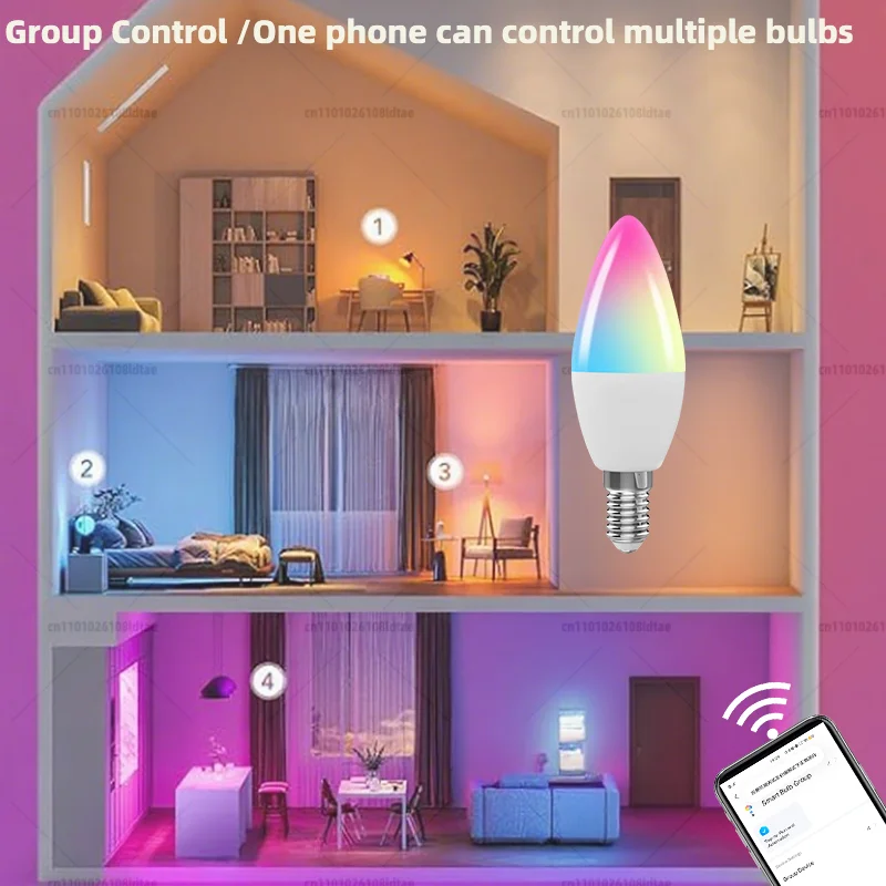Bombilla Led, vela, lámpara inteligente E14 TUYA, Bluetooth, luz RGB regulable, 220V, aplicación Tuya, Control de grupo, vida inteligente para decoración de la habitación del hogar