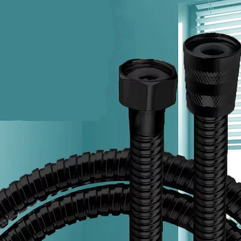 Tuyau nouveau tuyau d'arrosage tuyau d'eau de jardin Flexible SUS304 tuyaux de douche noir accessoires salle de bains 1.5/2M Extension extensible