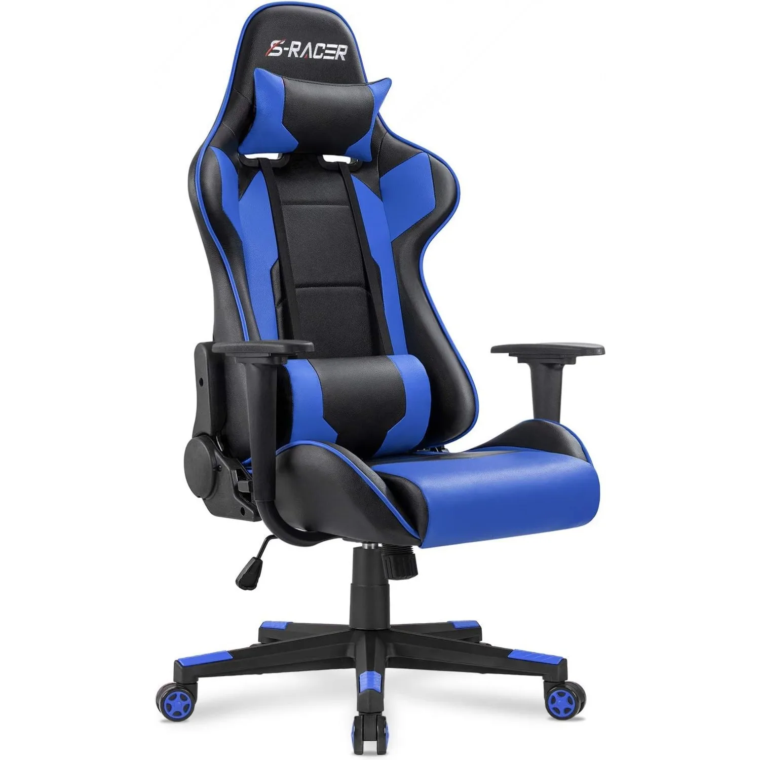 Gaming Executive Ergonomic Adjustable Swivel Task Chair with Headrest and Lumbar Support，19.8"D x 20.5"W x 47.8"H
