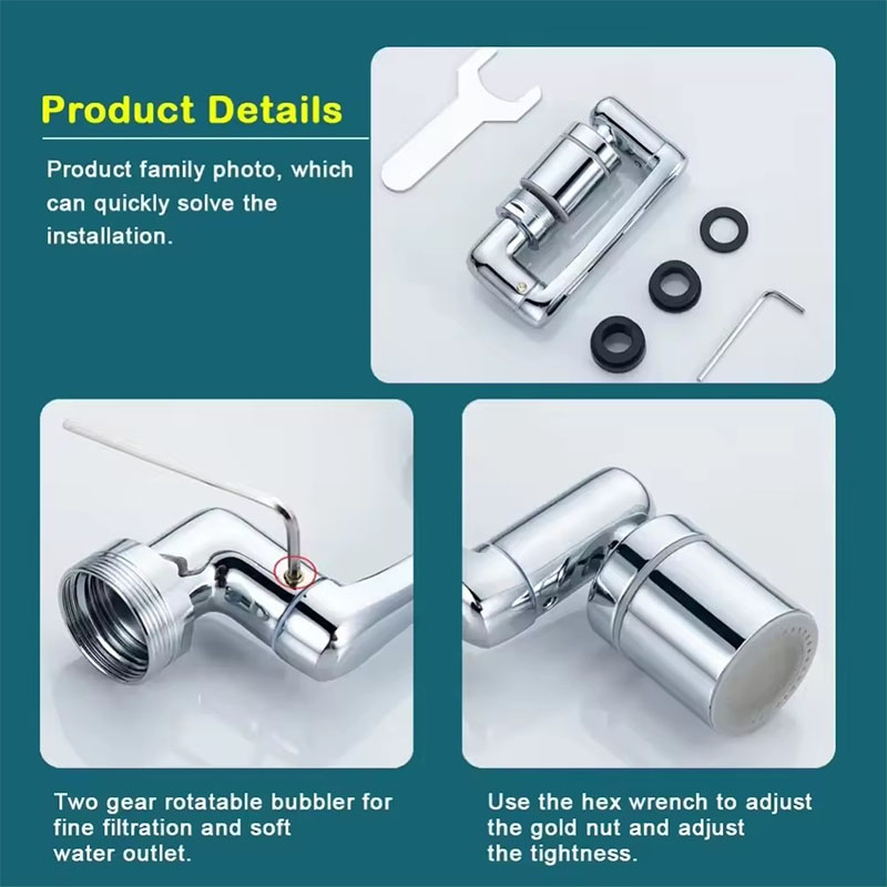 Universal Metall Kupfer Küchenarmatur Belüfter Extender 1080 °   Rotationssprühkopf-Wasserhahnverlängerung 360° °   Spülbecken-Sprühgerät, wassersparend
