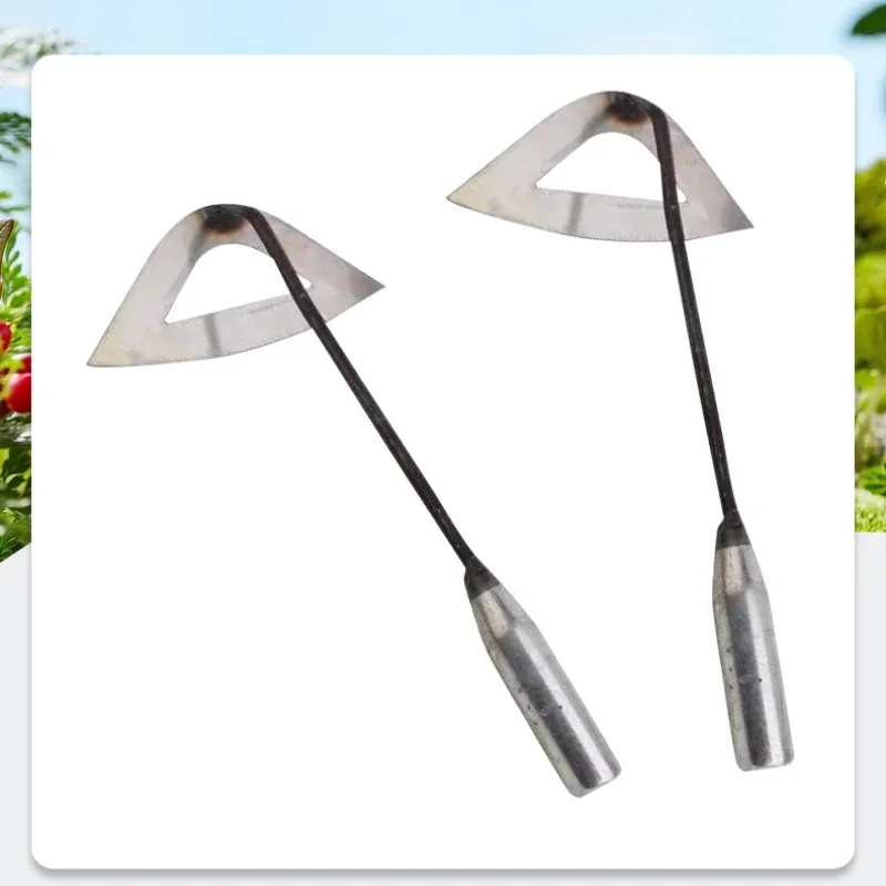 1pc 모든 강철 강화 중공 괭이 휴대용 잡초 갈퀴 심기 야채 농장 정원 농업 도구 잡초 액세서리