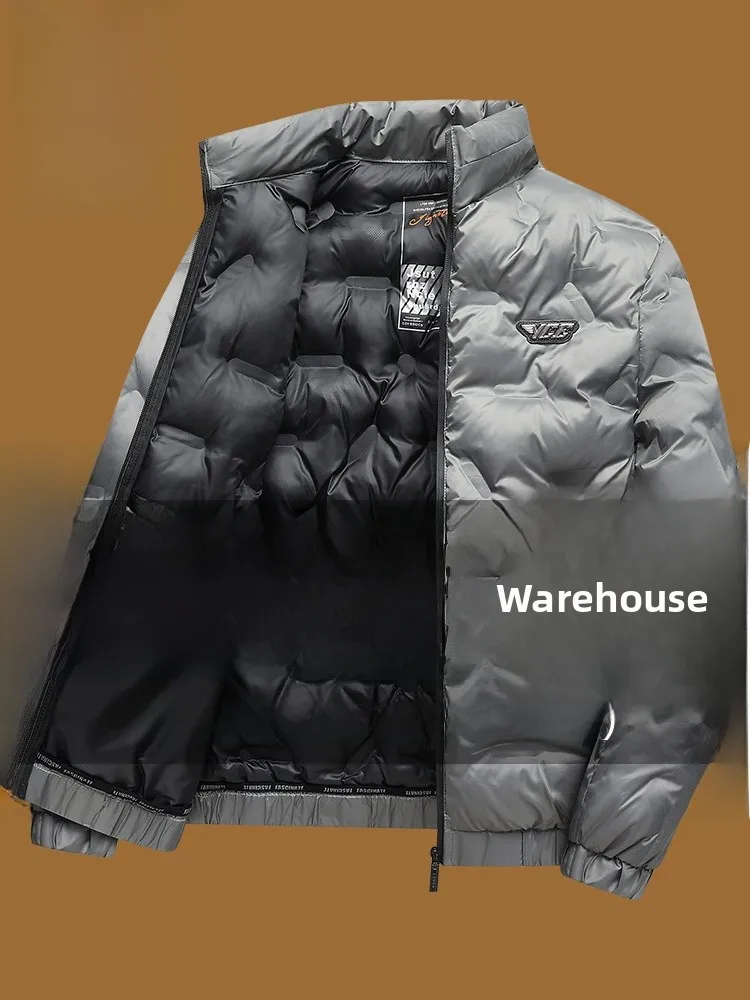 Kangaroo Men's down Cotton Jaet Thiened Winter Warm Casual ort Sle Faion Urban Mid-aged Daily Wear Zipper Decoration