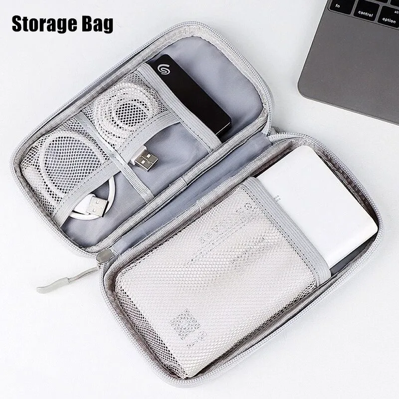 Cabo de viagem portátil organizador de armazenamento digital usb gadgets fios carregador bateria energia zíper saco cosmético caso multifuncional