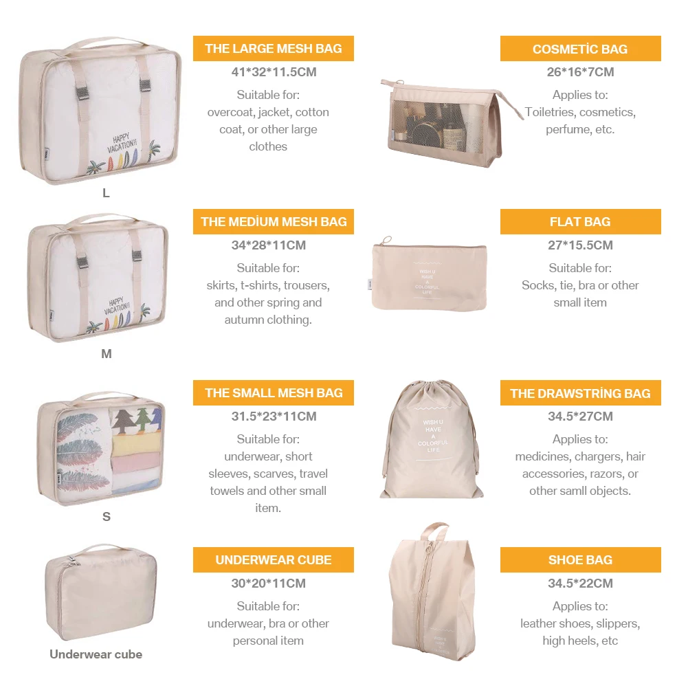 8/6 stücke Set Reise Lagerung Tasche Große Kapazität Gepäck Kleidung Sortierung Organizer Koffer Beutel Fall Essentials Schuhe Verpackung Cube