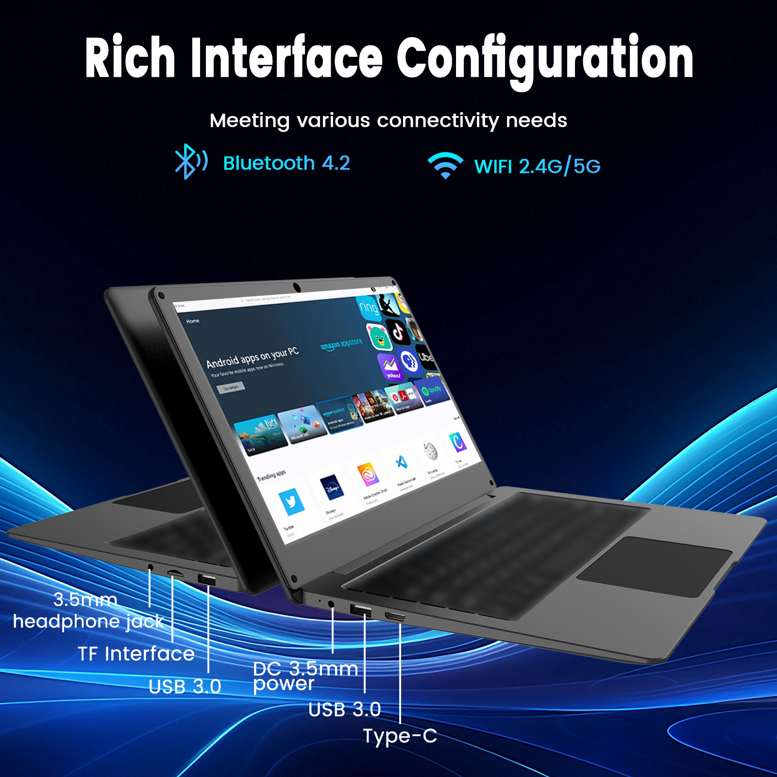 Laptop Computer 11.6inch Intel N4000Cpu, 4+64Gb of Memory, Supports Tf Card Ssd Expansion, the Keyboard Has Russian Language Printing and Supports Multiple Languages