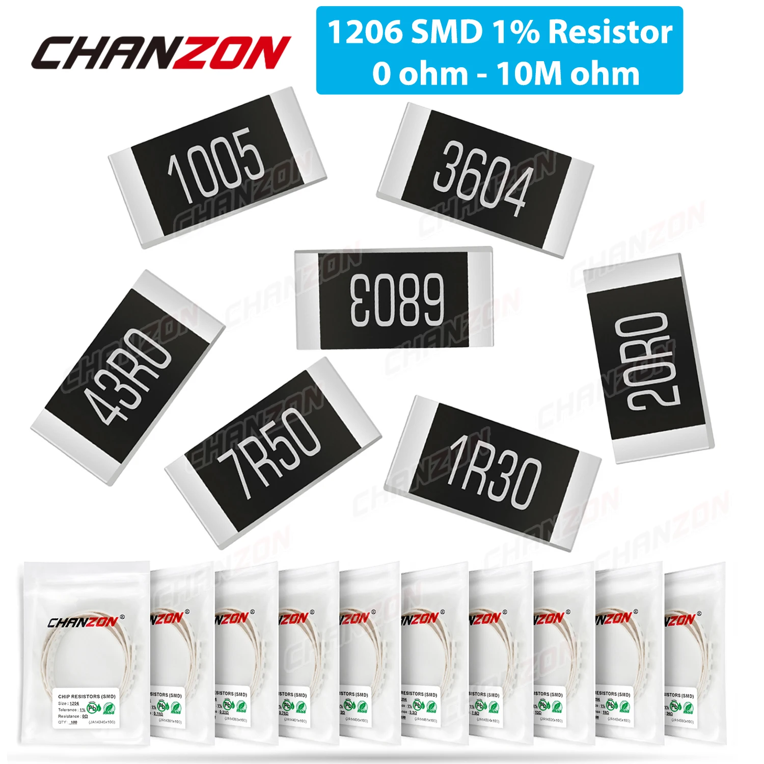 100Pcs SMD 1206 Điện Trở 0ohm - 10M Ohm 1/4W 1% Độ Chính Xác Cao Bộ Phim Chip Cố Định kháng 0.01 0.22 4R7 100 220 330 1K 10K 300K