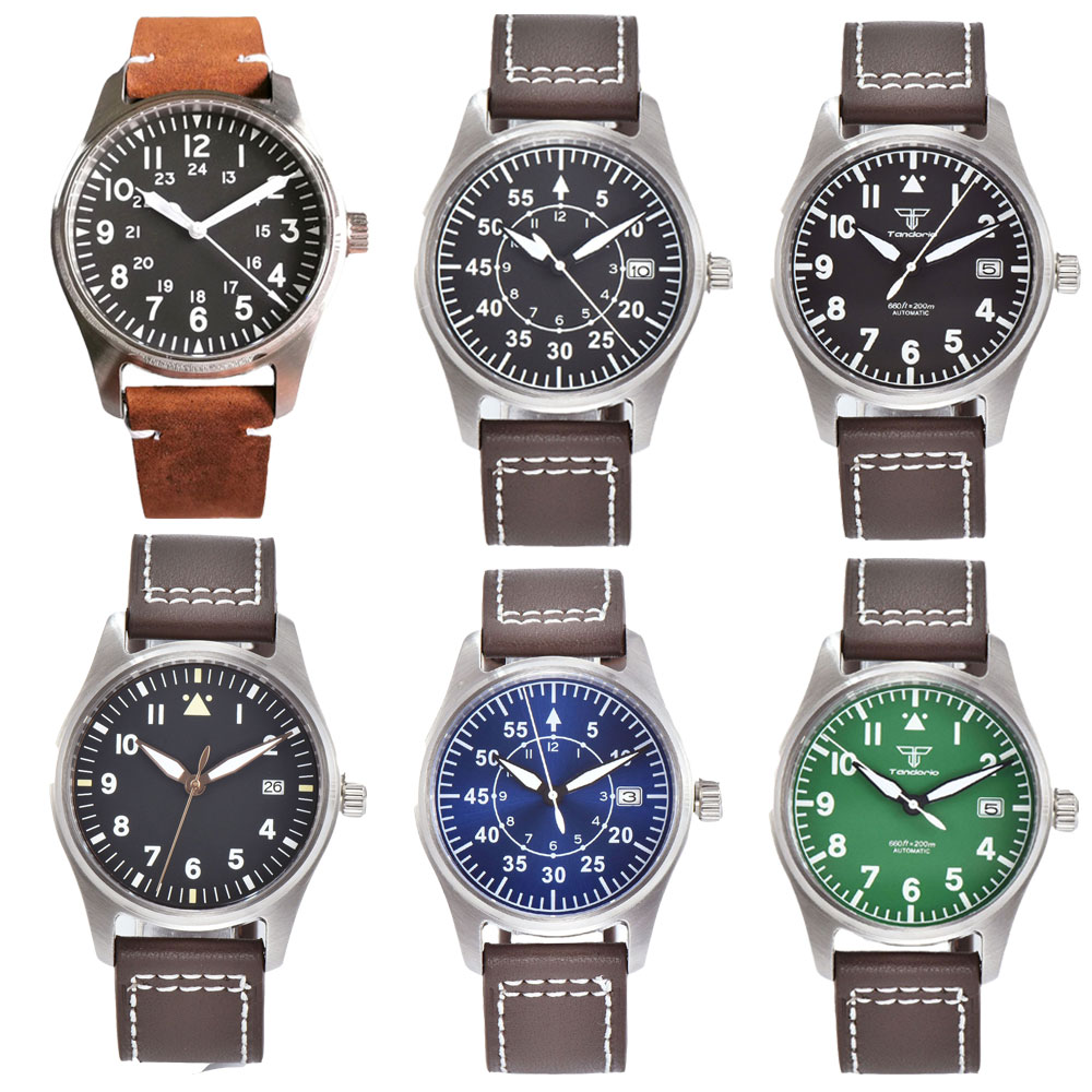 Tandorio NH35A Diver Herren-Automatikuhr, 39 mm, 200 m wasserdicht, Datum, Saphirglas, Leder-/Gummiarmband