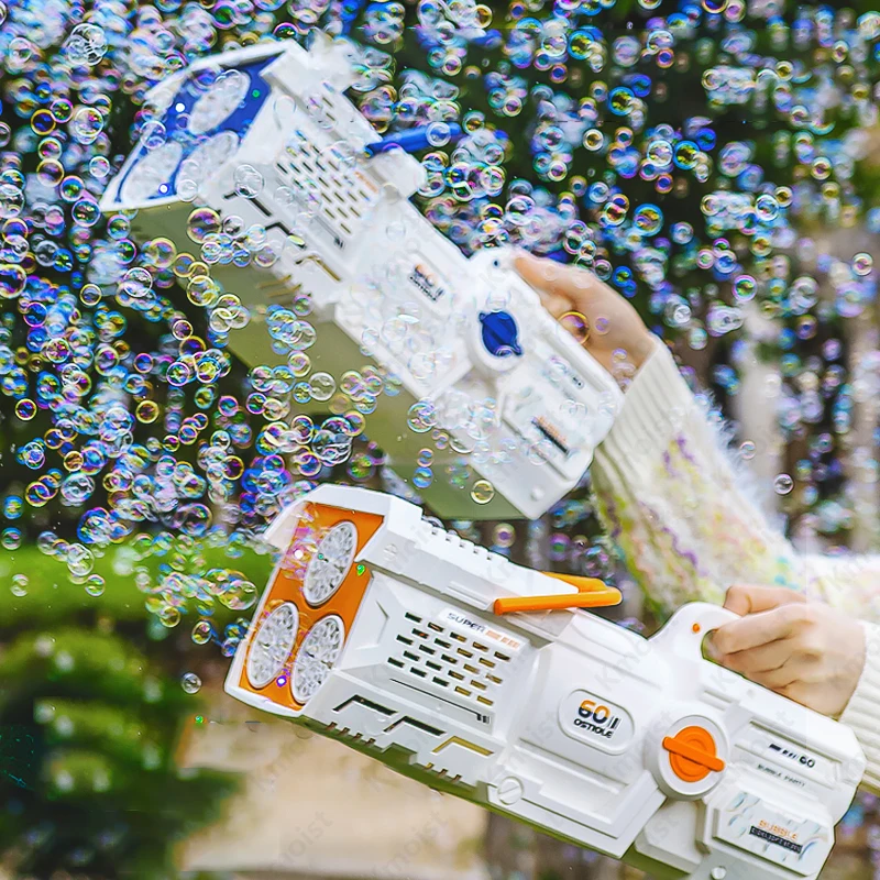 60 otworów Pistolet do baniek mydlanych LED Elektryczna automatyczna rakieta Maszyna do baniek mydlanych Zabawki dla dzieci Impreza weselna na świeżym powietrzu Prezenty dla dzieci