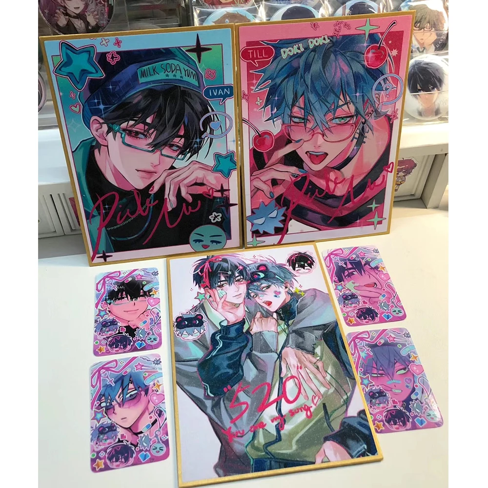 외계인 무대 애니메이션 작은 카드 사진 카드, 여자 친구 선물, DIY 엽서 북마크, 애니메이션 액세서리, 3 인치, 이반, 세트당 4 개