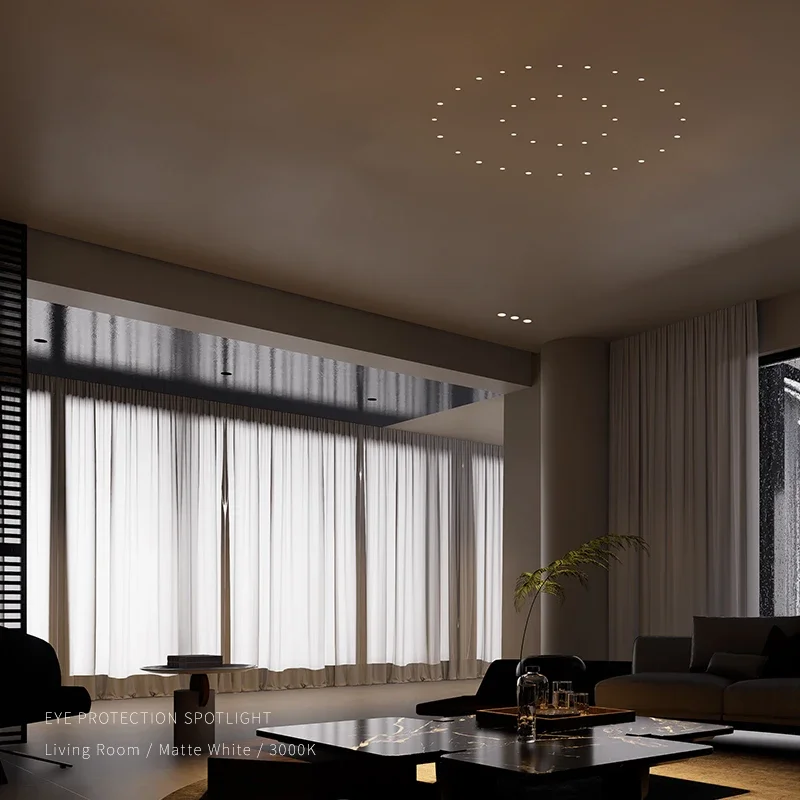 Luz empotrable LED, foco moderno negro, luz de techo de aluminio CRI97 antideslumbrante para interiores, para sala de estar y dormitorio