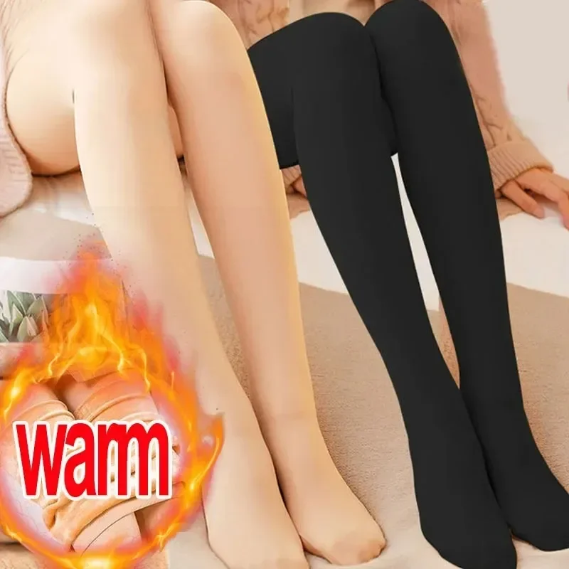 Thicken WARM Pantyhose ผู้หญิง Slim ขนแกะ Tights Pantyhose ฤดูหนาวความร้อนสูงเอวกางเกงขายาวสีทึบถุงน่องกางเกง