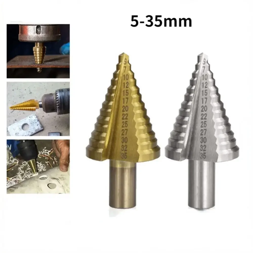 Broca escalonada de aço de alta velocidade HSS de 5 - 35MM: ideal para perfuração de madeira e metal, acessórios de ferramentas de alargador industrial