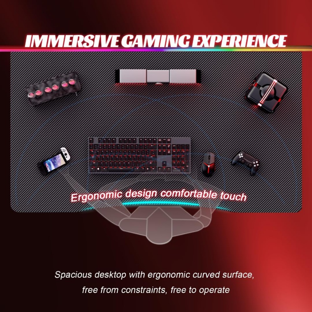 40 inch carbon fiber surface gaming table - large computer desk gaming table ergonomic computer gamingworkstationhomeoffice desk