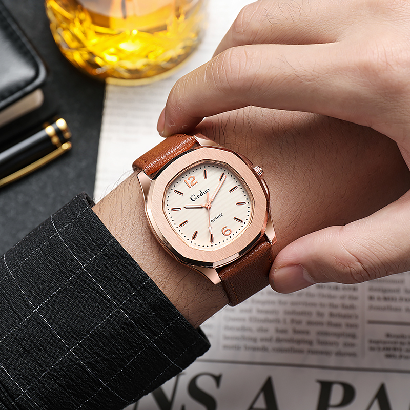 1 Uds 2024 nuevo reloj deportivo informal con correa de cuero para hombre gran oferta reloj de pulsera vaquero de moda